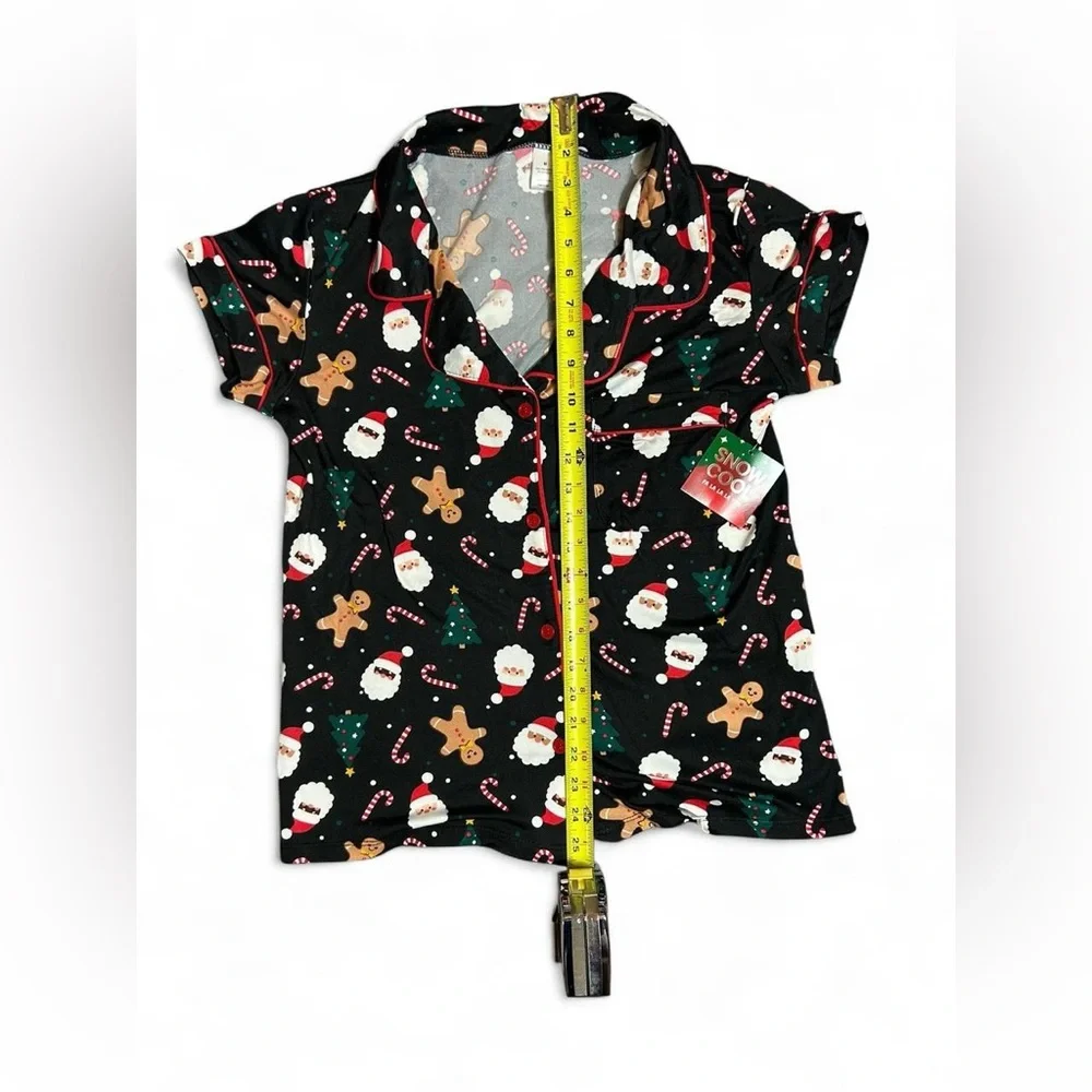 Festive Black Holiday Pajama Top